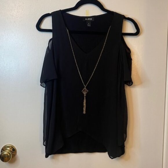 A. Byer Tops - A. Byer Black blouse with Gold chain